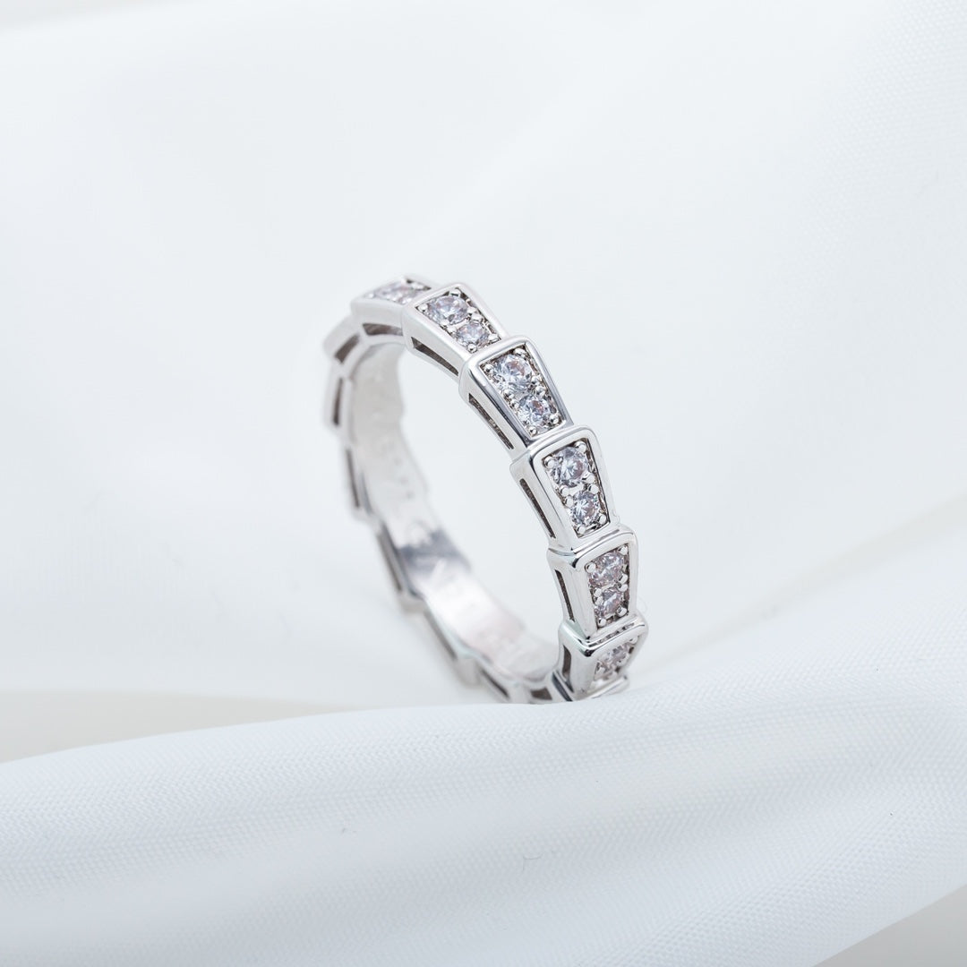 [Luna Brilliance]SERPENTI RING SILVER DIAMOND PAVED 3MM