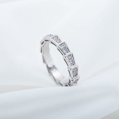 [Luna Brilliance]SERPENTI RING SILVER DIAMOND PAVED 3MM