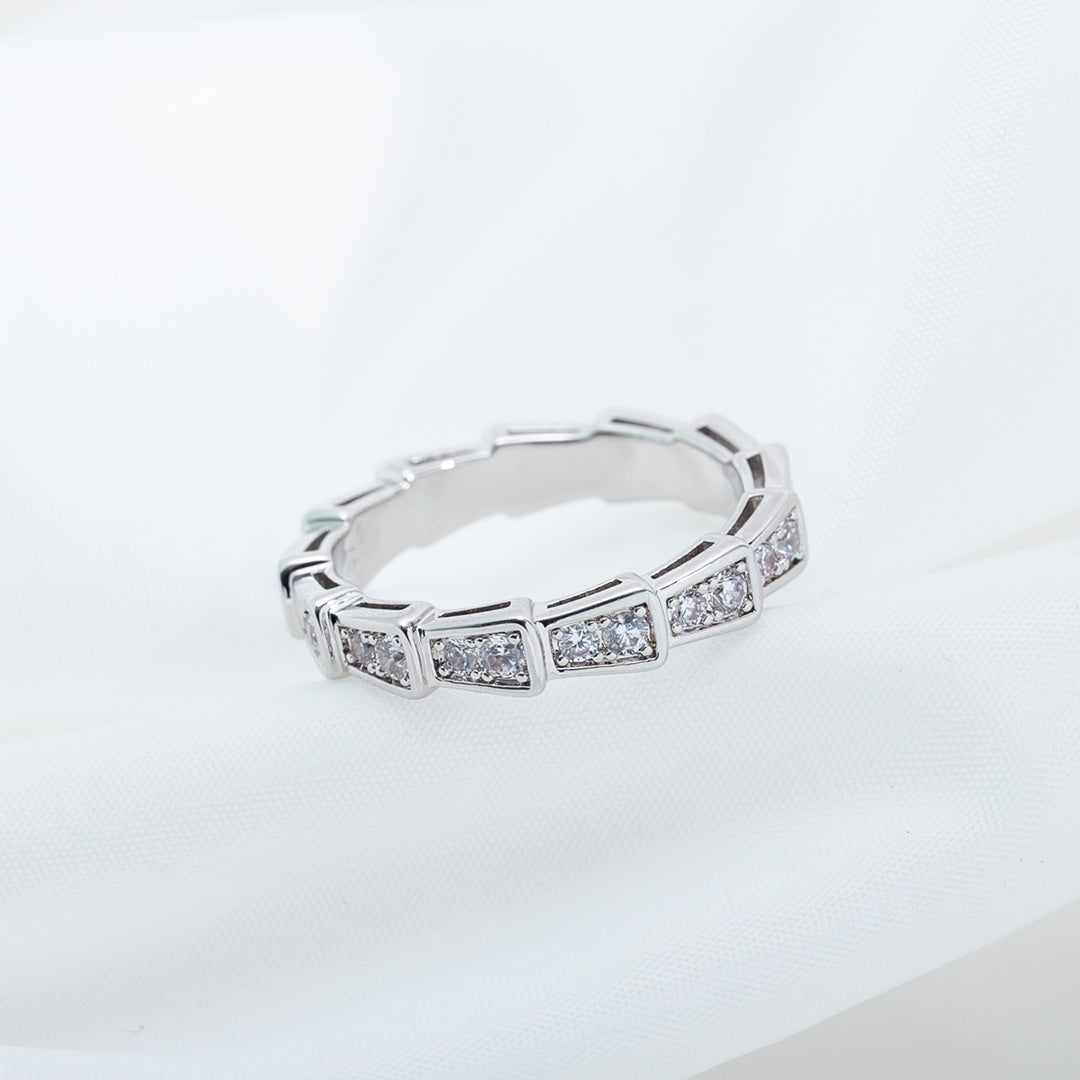 [Luna Brilliance]SERPENTI RING SILVER DIAMOND PAVED 3MM