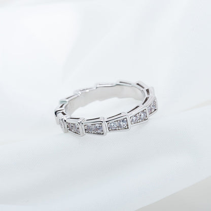 [Luna Brilliance]SERPENTI RING SILVER DIAMOND PAVED 3MM