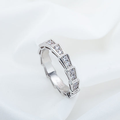 [Luna Brilliance]SERPENTI RING SILVER DIAMOND PAVED 3MM