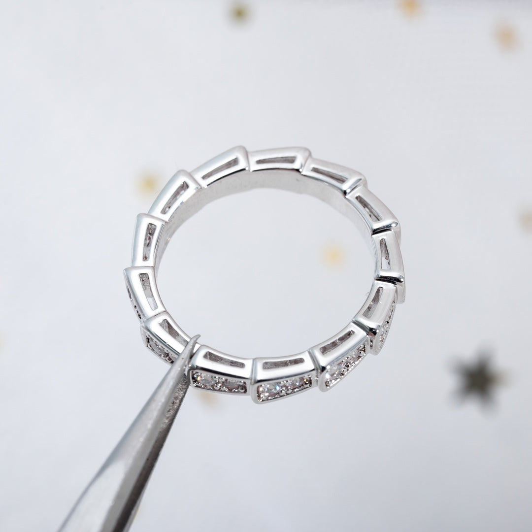 [Luna Brilliance]SERPENTI RING SILVER DIAMOND PAVED 3MM