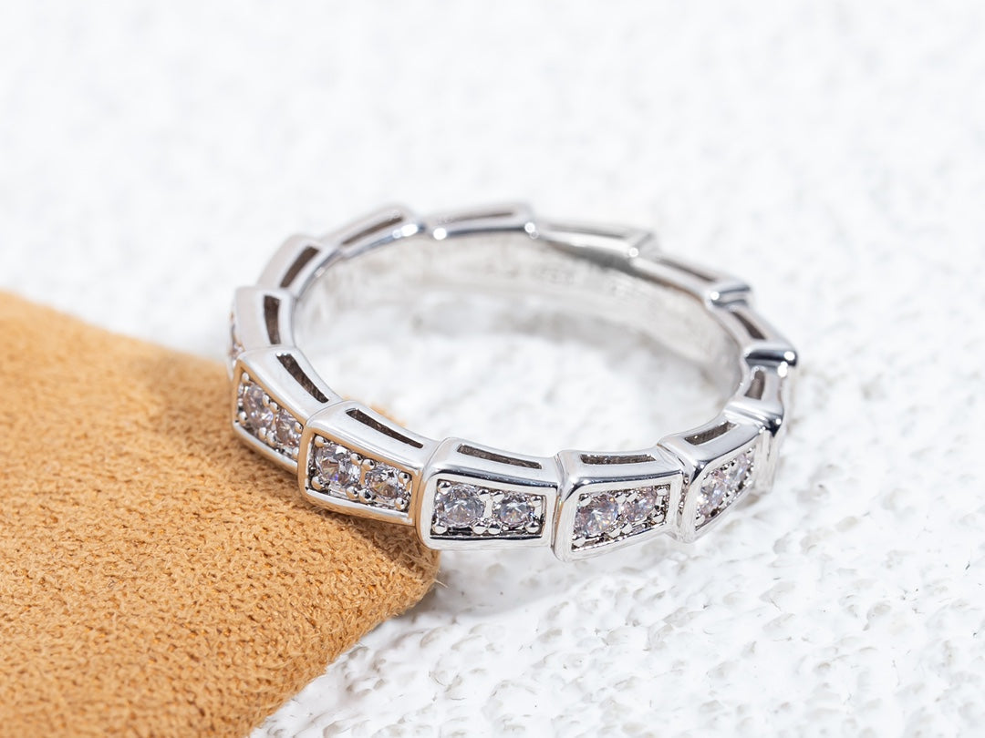 [Luna Brilliance]SERPENTI RING SILVER DIAMOND PAVED 3MM