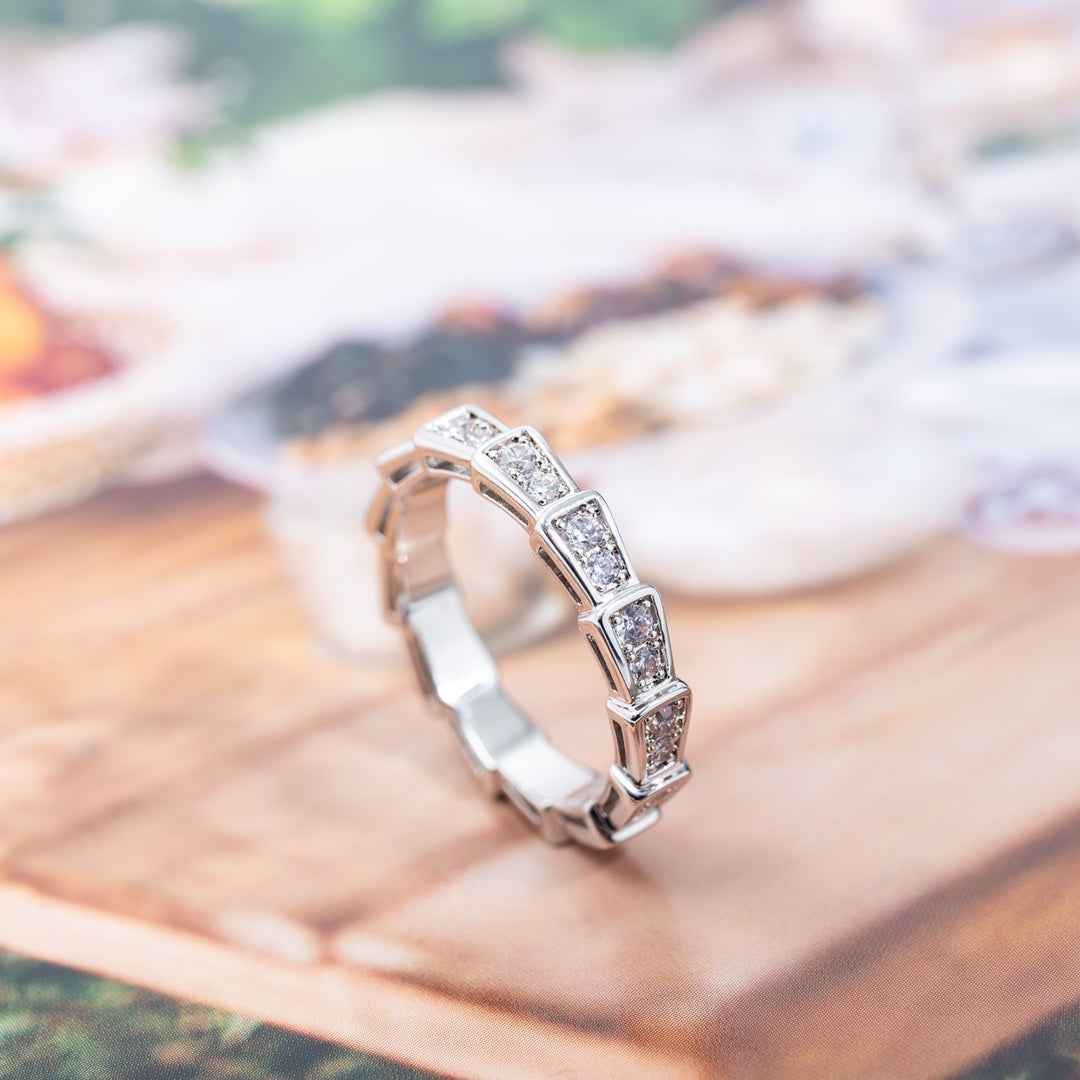 [Luna Brilliance]SERPENTI RING SILVER DIAMOND PAVED 3MM
