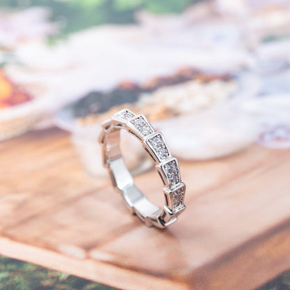 [Luna Brilliance]SERPENTI RING SILVER DIAMOND PAVED 3MM