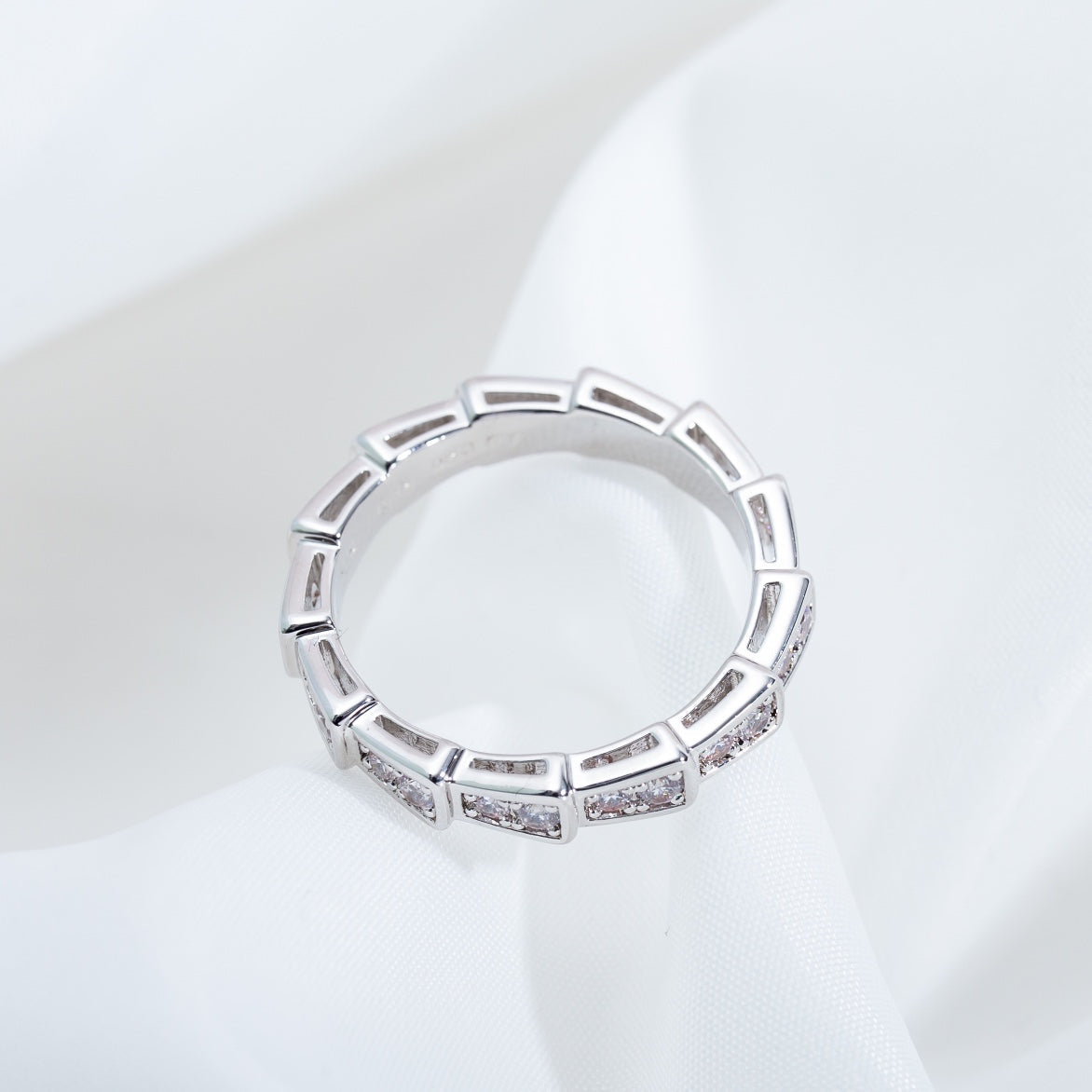 [Luna Brilliance]SERPENTI RING SILVER DIAMOND PAVED 3MM