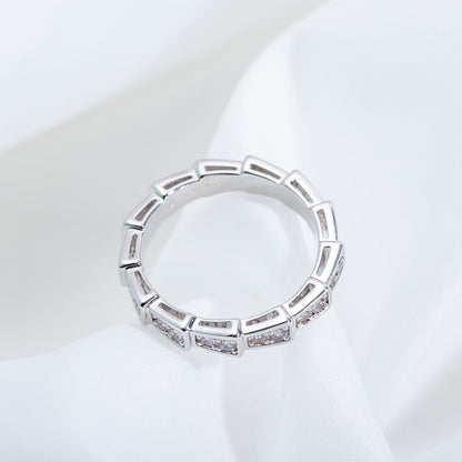 [Luna Brilliance]SERPENTI RING SILVER DIAMOND PAVED 3MM