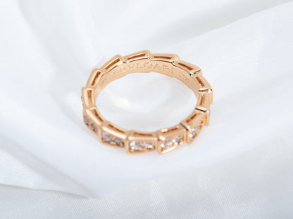 [Luna Brilliance]SERPENTI RING PINK GOLD DIAMOND PAVED 3MM