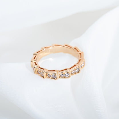 [Luna Brilliance]SERPENTI RING PINK GOLD DIAMOND PAVED 3MM