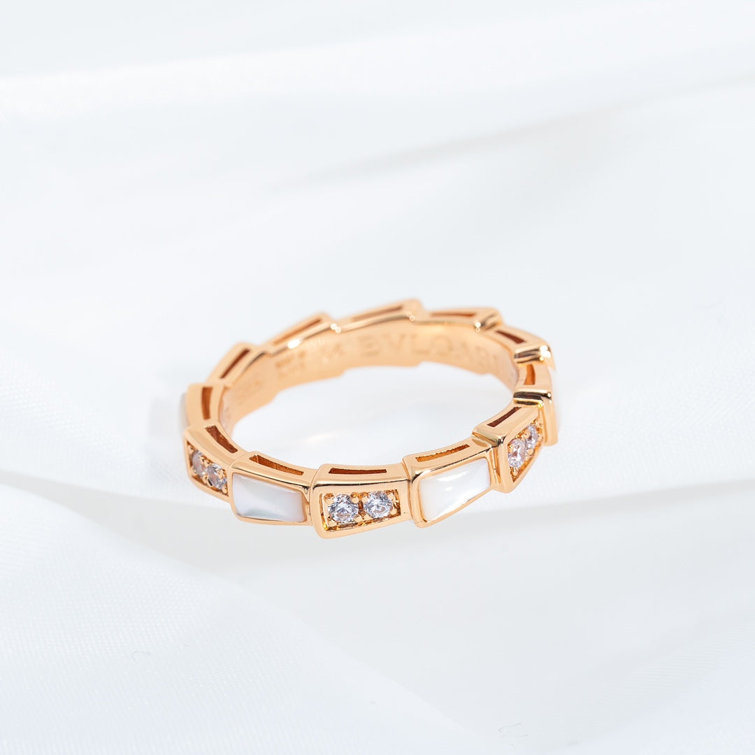 [Luna Brilliance]SERPENTI RING PINK GOLD DIAMOND MOP 3MM