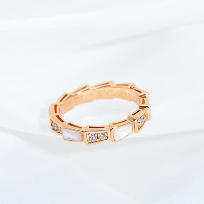 [Luna Brilliance]SERPENTI RING PINK GOLD DIAMOND MOP 3MM