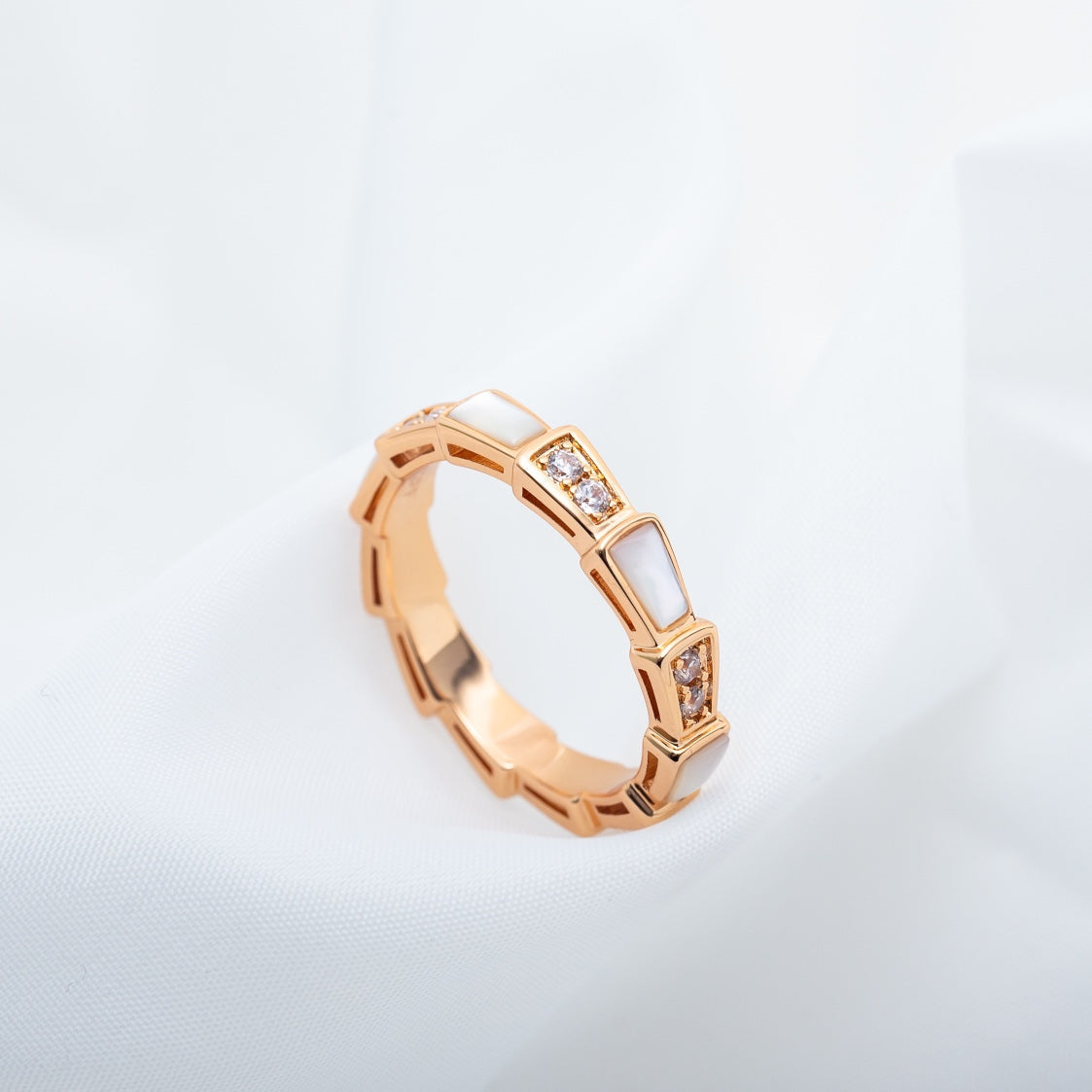 [Luna Brilliance]SERPENTI RING PINK GOLD DIAMOND MOP 3MM