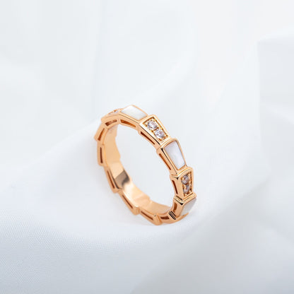 [Luna Brilliance]SERPENTI RING PINK GOLD DIAMOND MOP 3MM