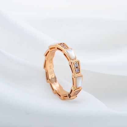 [Luna Brilliance]SERPENTI RING PINK GOLD DIAMOND MOP 3MM