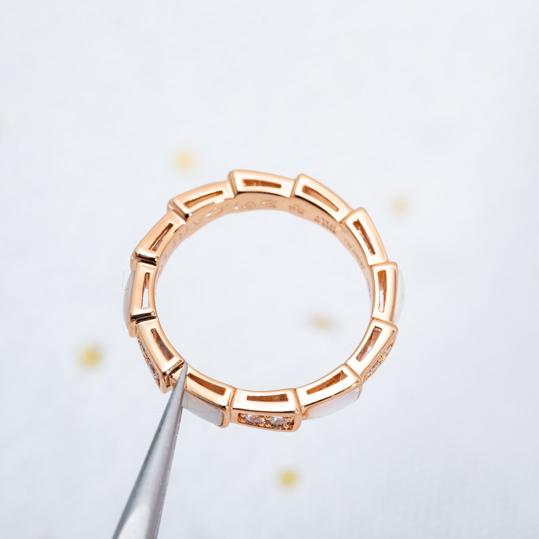 [Luna Brilliance]SERPENTI RING PINK GOLD DIAMOND MOP 3MM