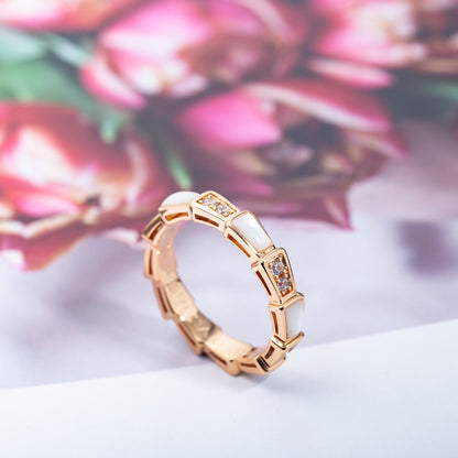 [Luna Brilliance]SERPENTI RING PINK GOLD DIAMOND MOP 3MM