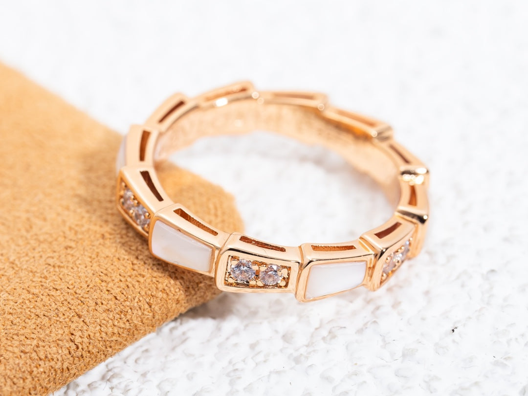 [Luna Brilliance]SERPENTI RING PINK GOLD DIAMOND MOP 3MM