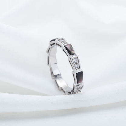 [Luna Brilliance]SERPENTI RING SILVER  DIAMOND BLACK MOP 3MM