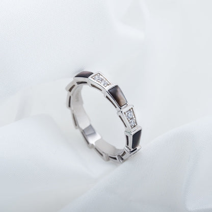 [Luna Brilliance]SERPENTI RING SILVER  DIAMOND BLACK MOP 3MM