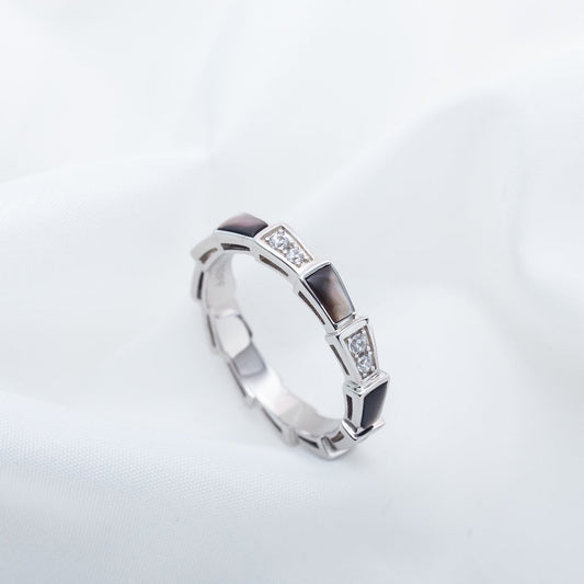 [Luna Brilliance]SERPENTI RING SILVER  DIAMOND BLACK MOP 3MM