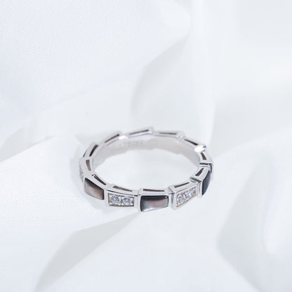 [Luna Brilliance]SERPENTI RING SILVER  DIAMOND BLACK MOP 3MM