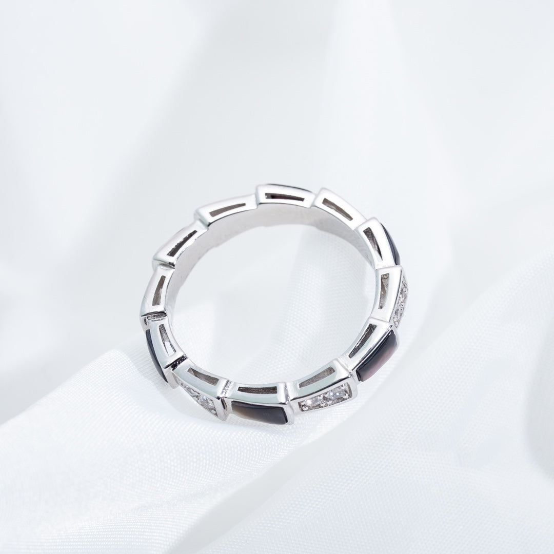 [Luna Brilliance]SERPENTI RING SILVER  DIAMOND BLACK MOP 3MM