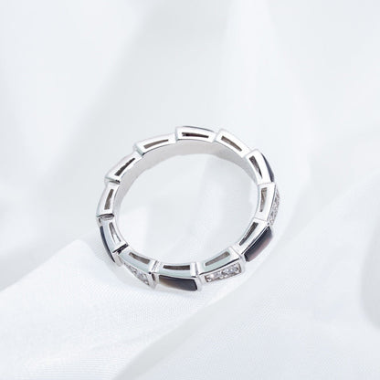 [Luna Brilliance]SERPENTI RING SILVER  DIAMOND BLACK MOP 3MM