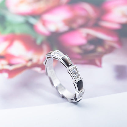 [Luna Brilliance]SERPENTI RING SILVER  DIAMOND BLACK MOP 3MM