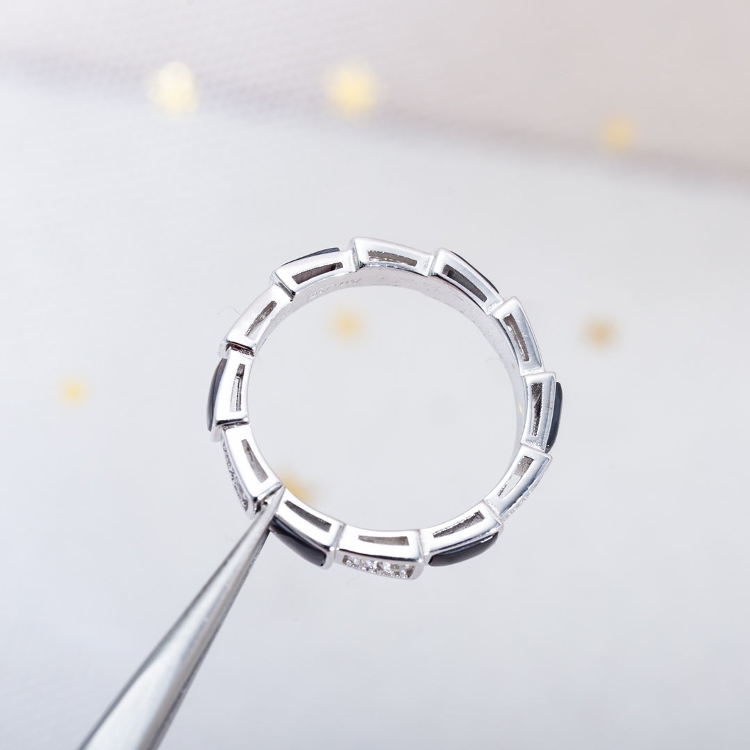 [Luna Brilliance]SERPENTI RING SILVER  DIAMOND BLACK MOP 3MM