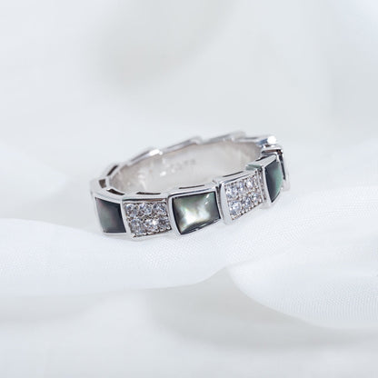 [Luna Brilliance]SERPENTI RING SILVER DIAMOND BLACK MOP 4MM