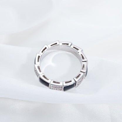 [Luna Brilliance]SERPENTI RING SILVER DIAMOND BLACK MOP 4MM