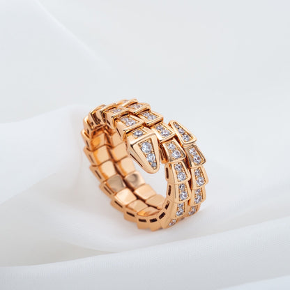 [Luna Brilliance]SERPENTI RING PINK GOLD DIAMOND DOUBLE ROW