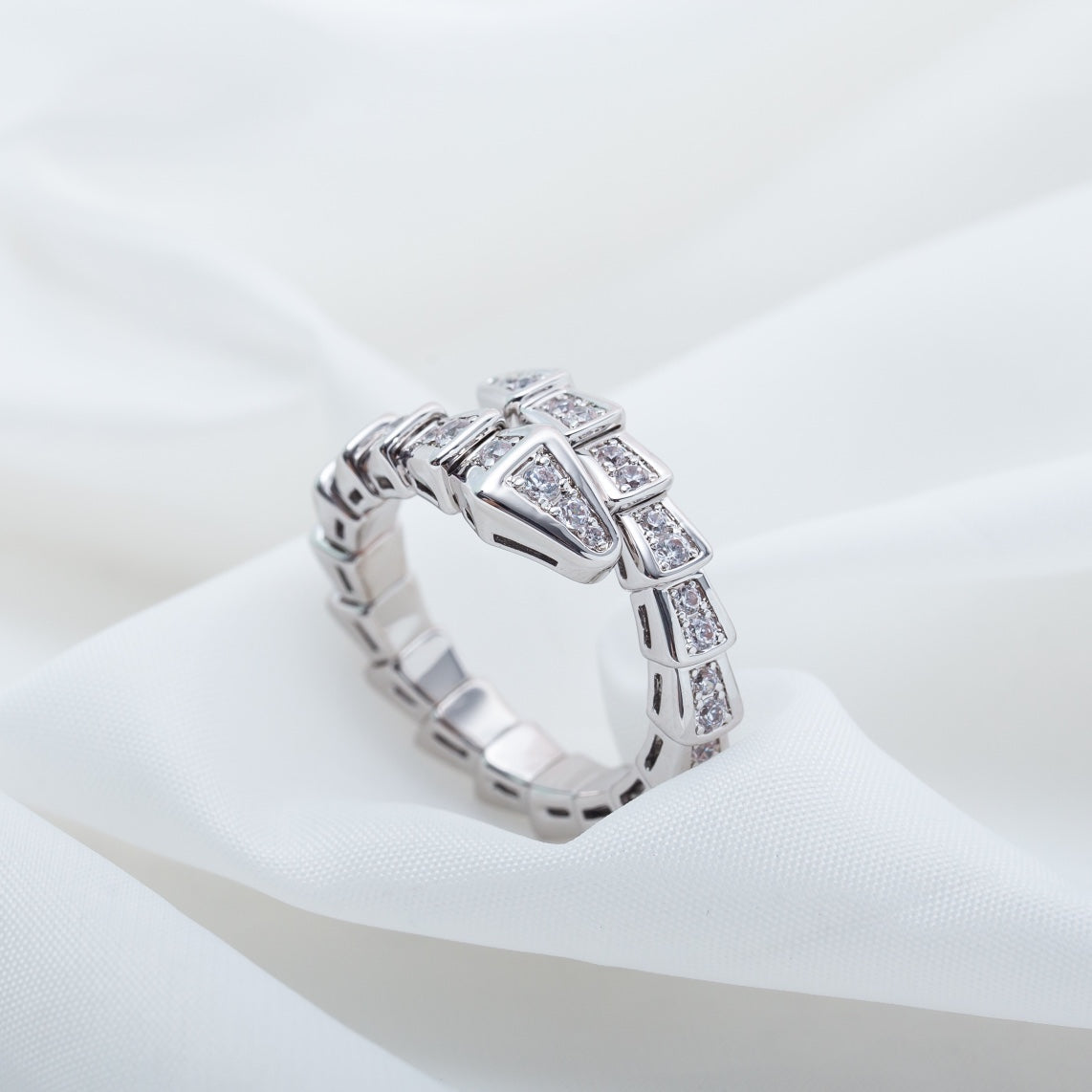 [Luna Brilliance]SERPENTI RING SILVER DIAMOND PAVED 4MM