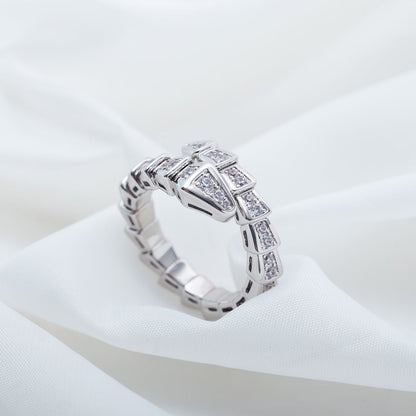 [Luna Brilliance]SERPENTI RING SILVER DIAMOND PAVED 4MM