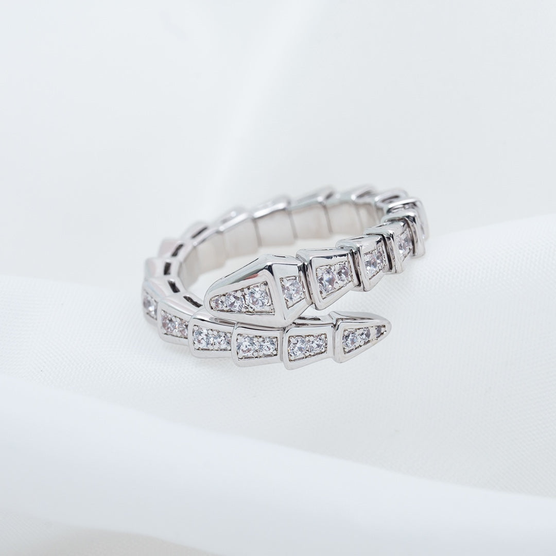[Luna Brilliance]SERPENTI RING SILVER DIAMOND PAVED 4MM