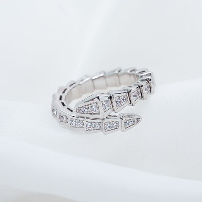 [Luna Brilliance]SERPENTI RING SILVER DIAMOND PAVED 4MM