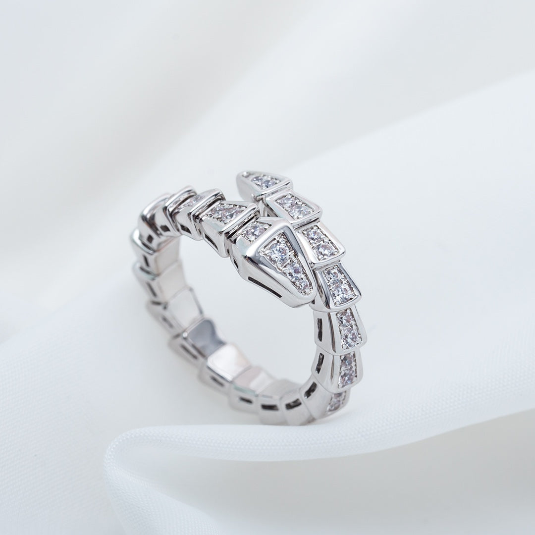 [Luna Brilliance]SERPENTI RING SILVER DIAMOND PAVED 4MM