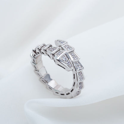 [Luna Brilliance]SERPENTI RING SILVER DIAMOND PAVED 4MM