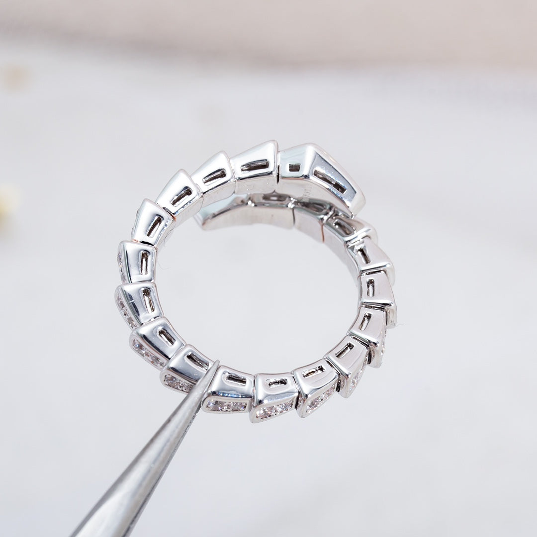 [Luna Brilliance]SERPENTI RING SILVER DIAMOND PAVED 4MM