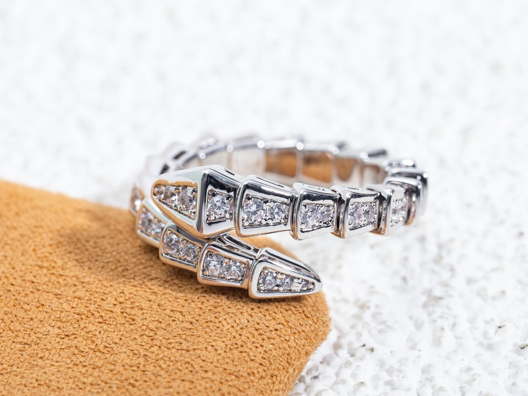 [Luna Brilliance]SERPENTI RING SILVER DIAMOND PAVED 4MM
