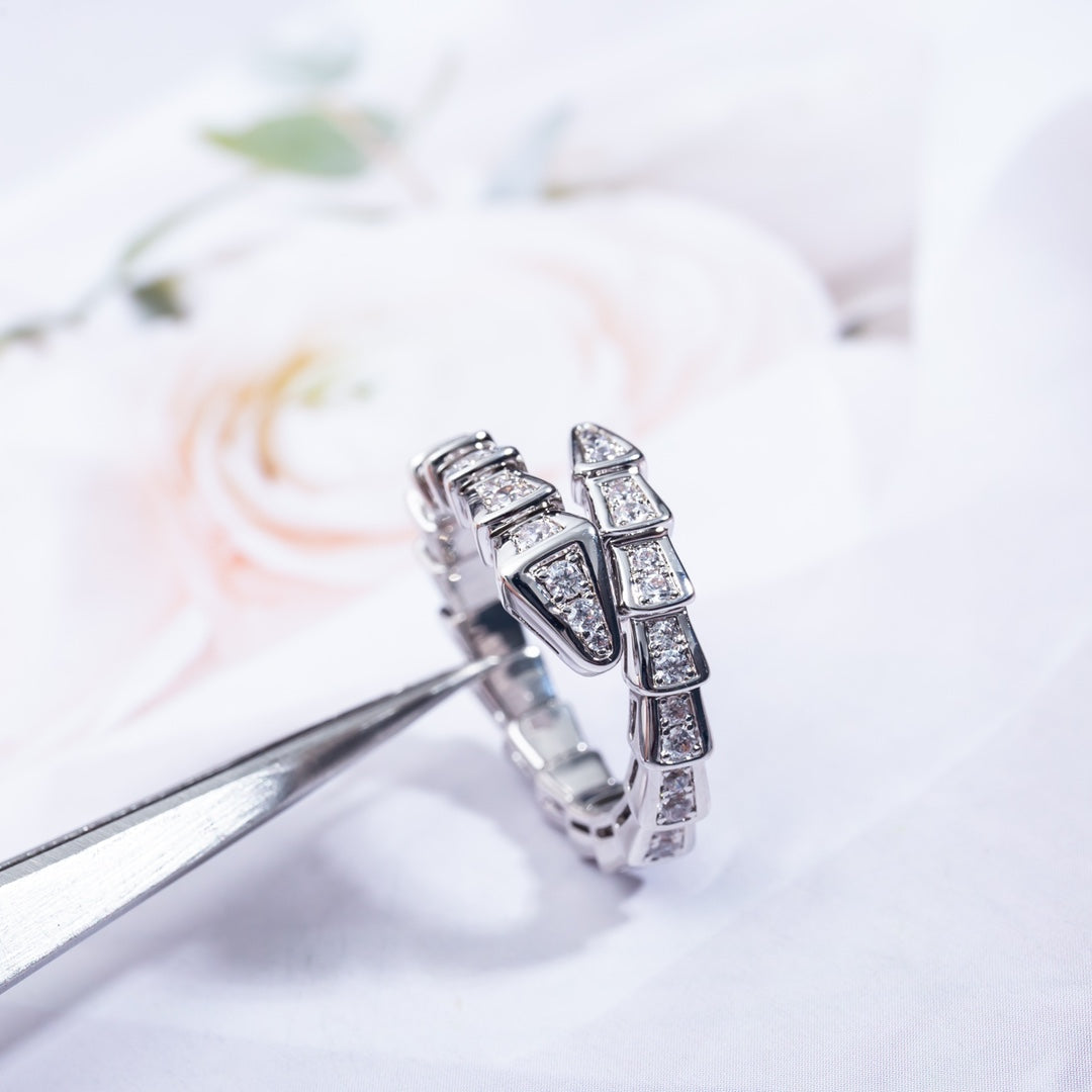 [Luna Brilliance]SERPENTI RING SILVER DIAMOND PAVED 4MM