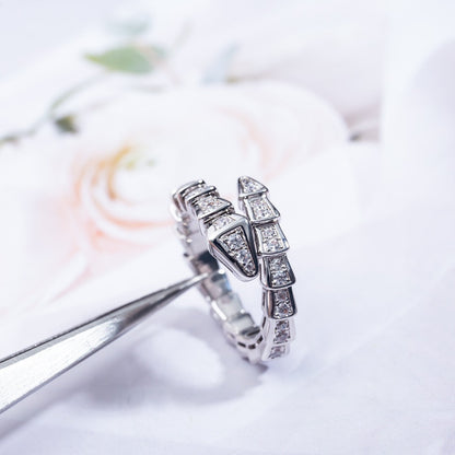 [Luna Brilliance]SERPENTI RING SILVER DIAMOND PAVED 4MM