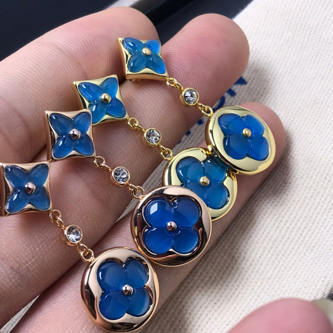 [Luna Brilliance]STAR AND SUN AGATE DIAMOND EARRINGS