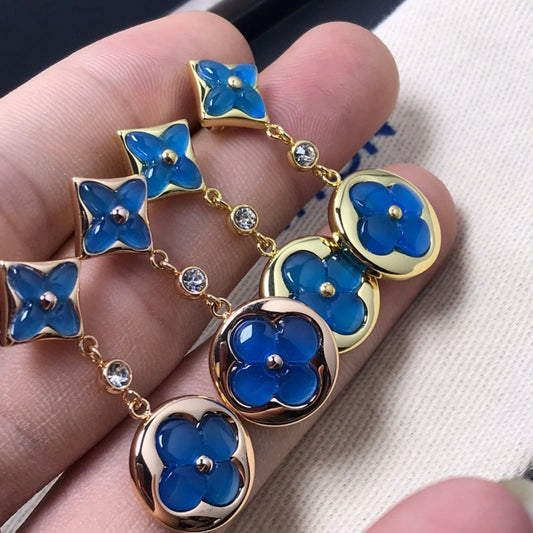 [Luna Brilliance]STAR AND SUN AGATE DIAMOND EARRINGS