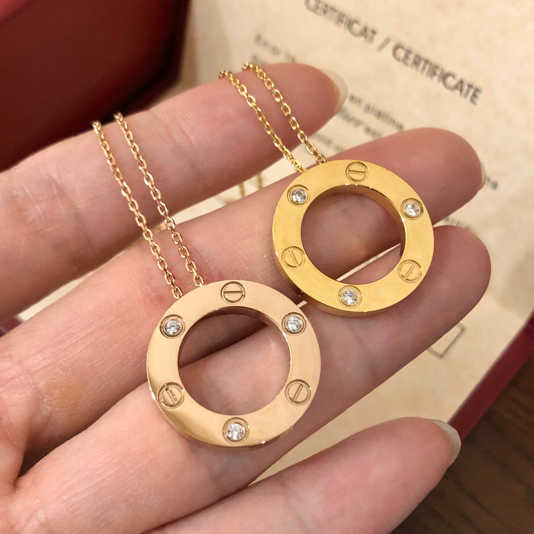 [Luna Brilliance]LOVE NECKLACE 16MM 3 DIAMONDS
