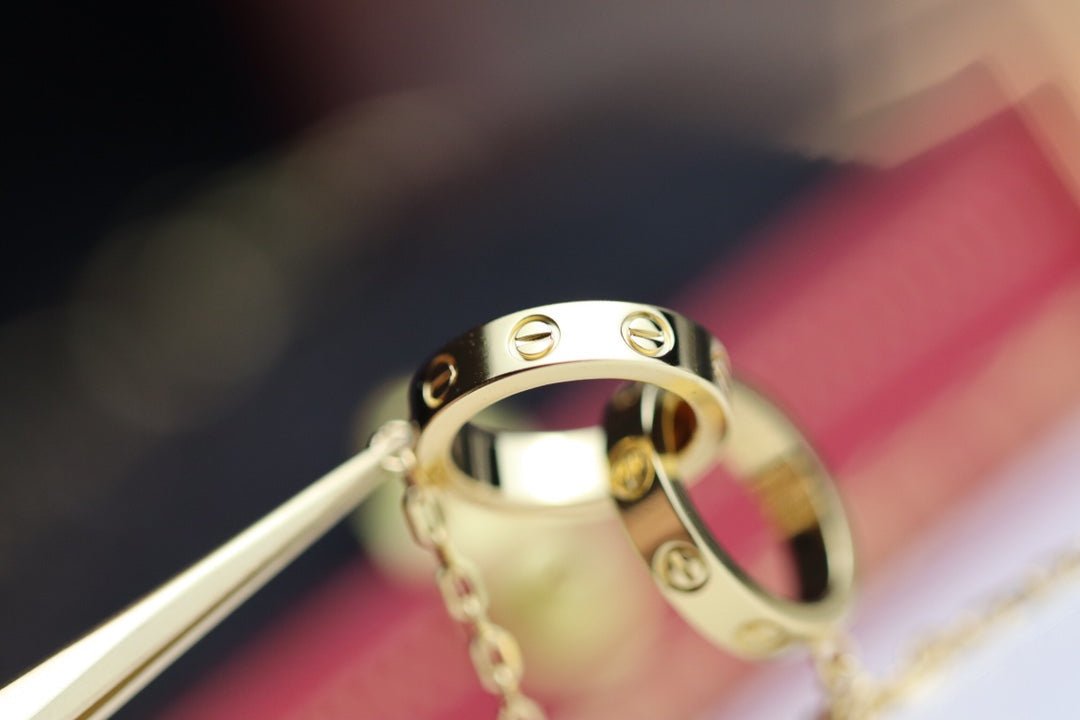 [Luna Brilliance]LOVE NECKLACE DOUBLE RING GOLD
