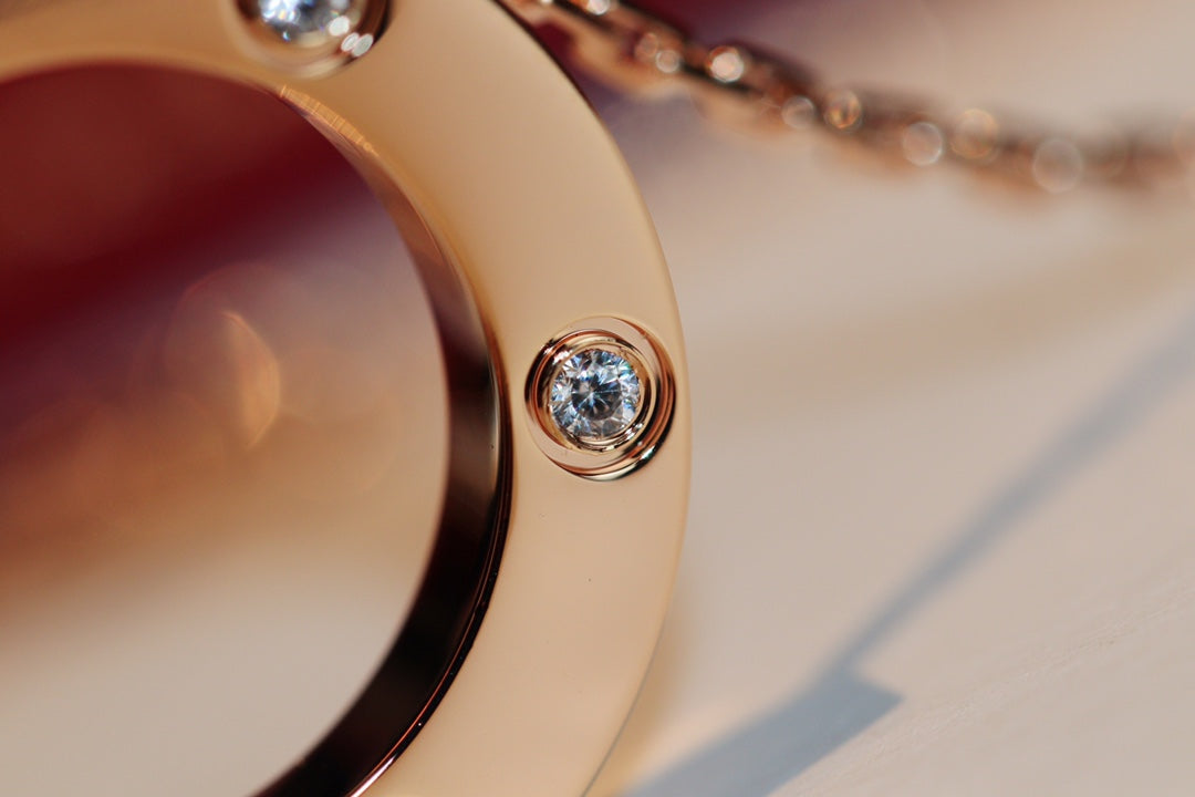 [Luna Brilliance]LOVE NECKLACE 16MM 6 DIAMONDS PINK GOLD