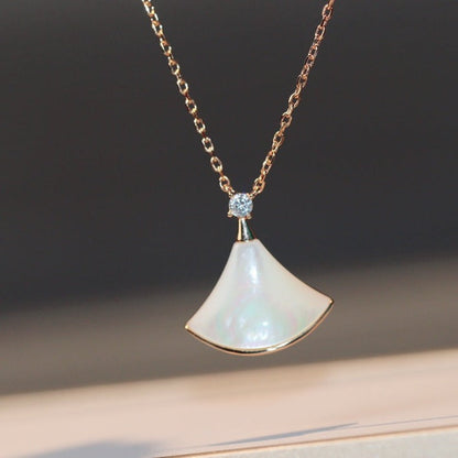 [Luna Brilliance]DREAM NECKLACE WHITE MOP PINK GOLD 1 DIAMOND