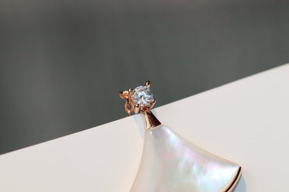 [Luna Brilliance]DREAM NECKLACE WHITE MOP PINK GOLD 1 DIAMOND