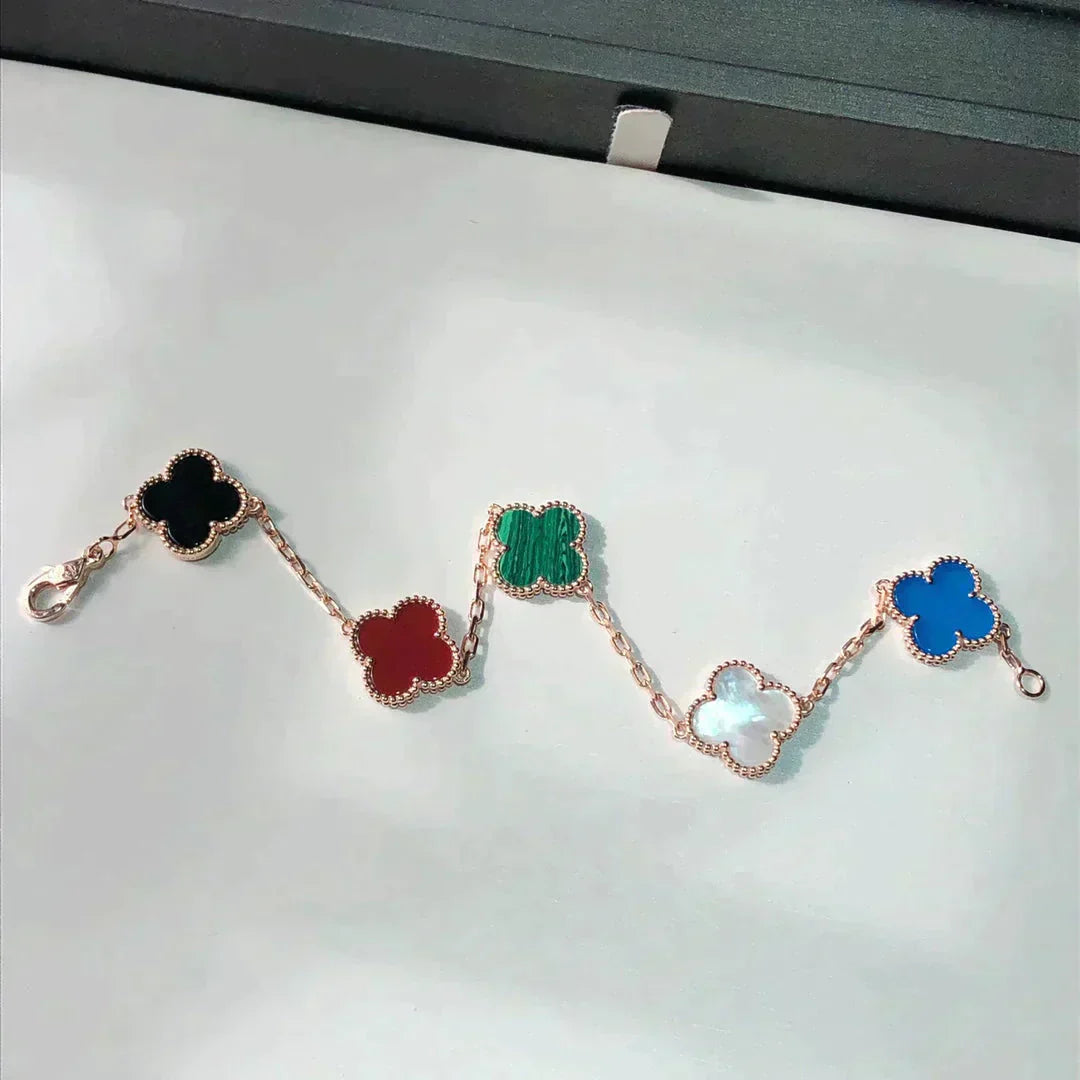 [Luna Brilliance]CLOVER 5 MOTIFS MULTICOLOR  BRACELET